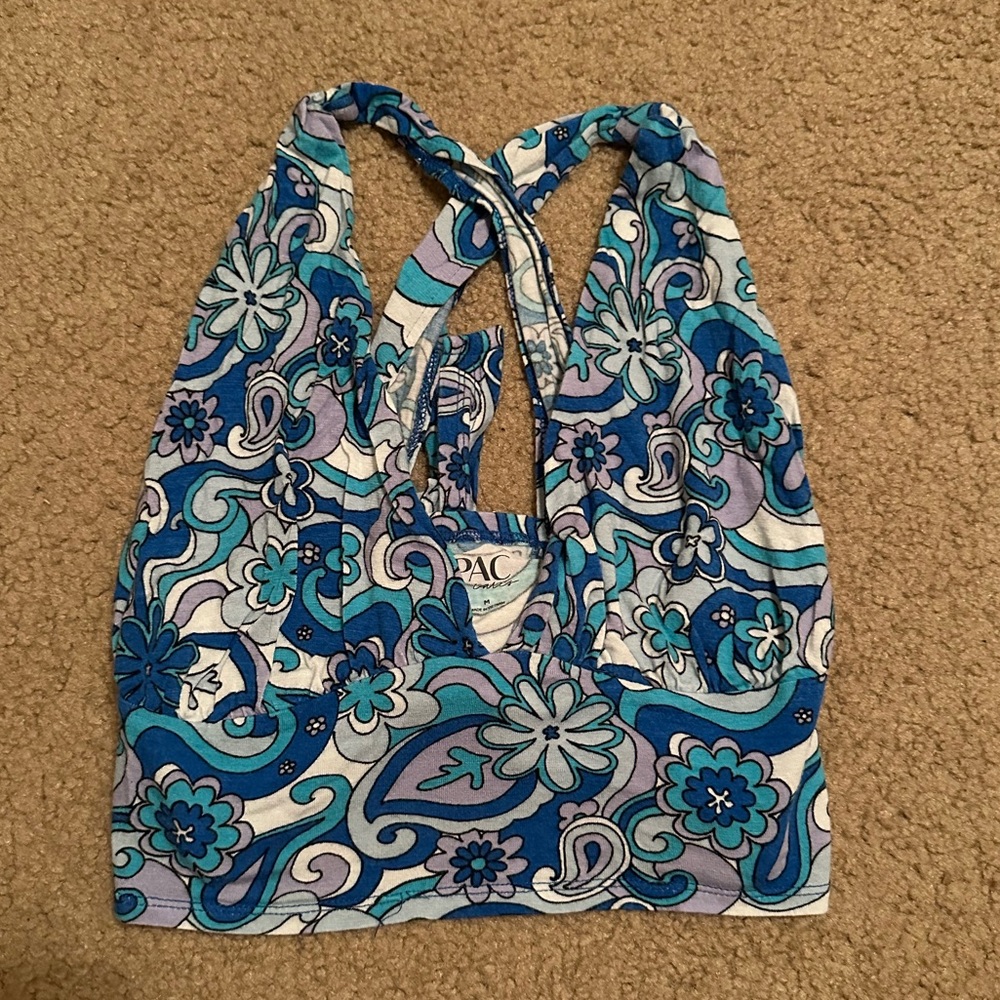 hippie floral criss cross top